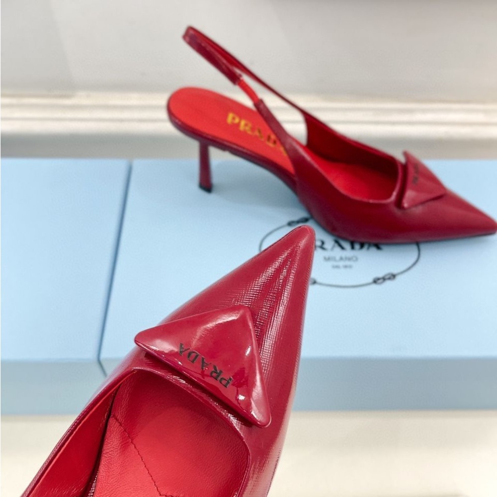 Prada Women's Burgundy Slingback Heels - Picture 2 of 5